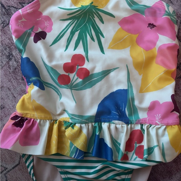 Tea brand floral one piece swim with stripes - Picture 5 of 5